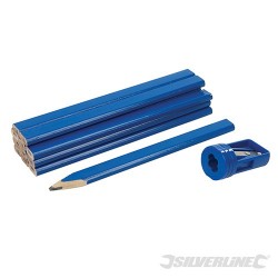 Carpenters Pencils & Sharpener Set 13pce - 175mm
