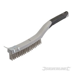 Stainless Steel Wire Brush with Scraper - 3 Row
