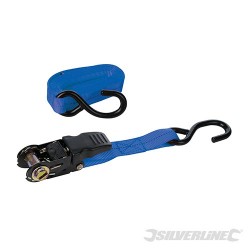 Rubber-Handled Ratchet Tie Down Strap S-Hook - 4.5m x 25mm - Rated 250kg Capacity 500kg
