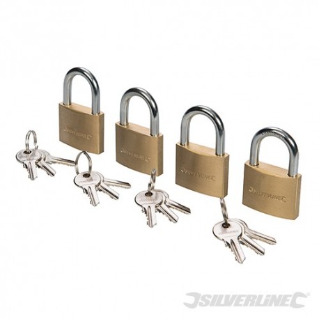 Brass Padlock Keyed Alike 4pk - 40mm