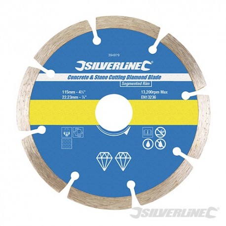 Concrete & Stone Cutting Diamond Blade - 115 x 22.23mm Segmented Rim
