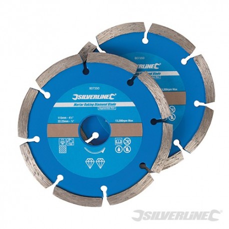 Mortar Raking Diamond Blade 2pk - 115 x 22.23mm Segmented Rim