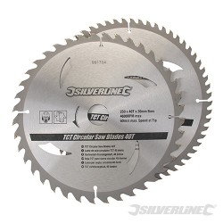 TCT Circular Saw Blades 40, 60T 2pk - 250 x 30 - 25, 20, 16mm Rings