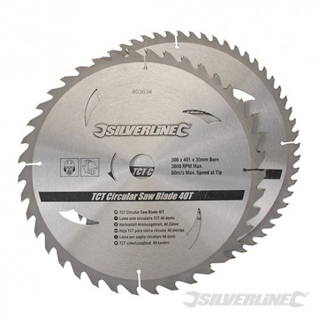 TCT Circular Saw Blades 40, 60T 2pk - 300 x 30 - 25, 20, 16mm Rings