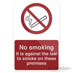 No Smoking - Against The Law Sign - 200 x 300mm Rigid