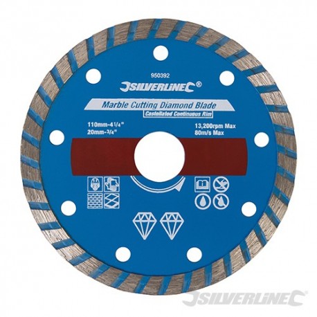 Řezný kotouč na mramor - 110 x 20mm Castellated Continuous Rim