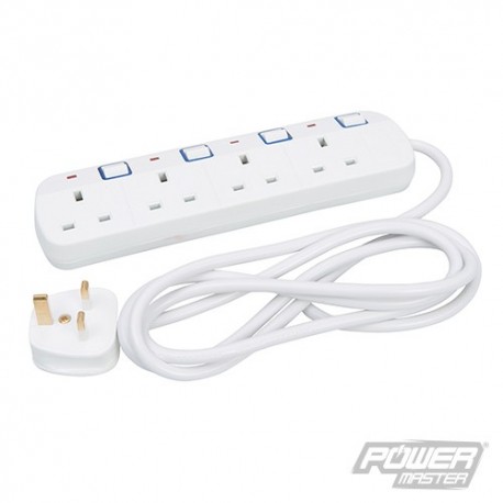 Switched Extension Lead with Neon Indicator 230V - 4-Gang 2m