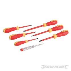VDE Soft-Grip Electricians Screwdriver Set Slotted - 7pce