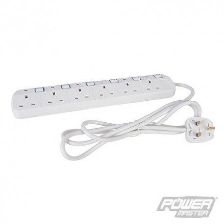 Switched Extension Lead with Neon Indicator - 6-Gang 2m