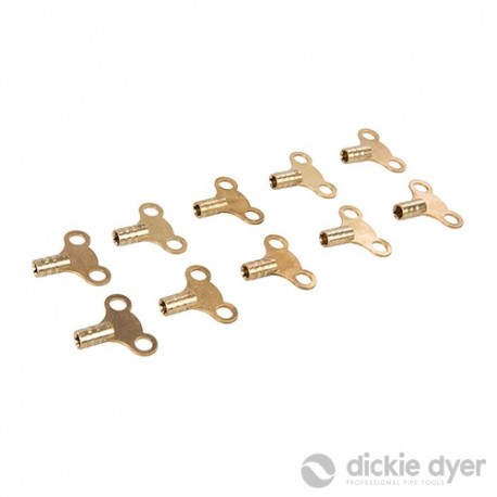 Brass Clock-Type Radiator Bleed Keys - 10pk