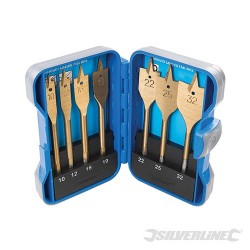 Titanium Coated Flat Bit Set - 7 Pce 10-32mm