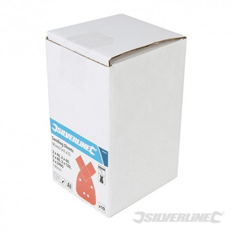 Hook & Loop Detail Sander Sheets & Tips 140mm 10pk - 2 x 40, 2 x 60, 2 x 80, 2 x 120, 2 x 240G